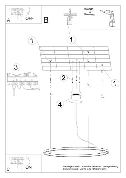 Kattokruunu RISA 120 musta LED 3000K