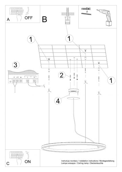 Kattokruunu ODA 80 musta LED 3000K