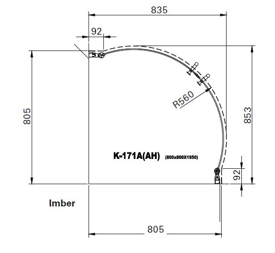 SUIHKUNURKKA KAAREVA IMBER A-COLLECTION 80X80CM (2XSEINÄ)