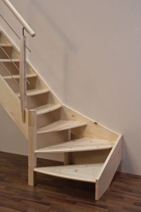 Wooden stairs Minka Classic Turn, Left L-type, spruce, 2870 x 850mm, DIY