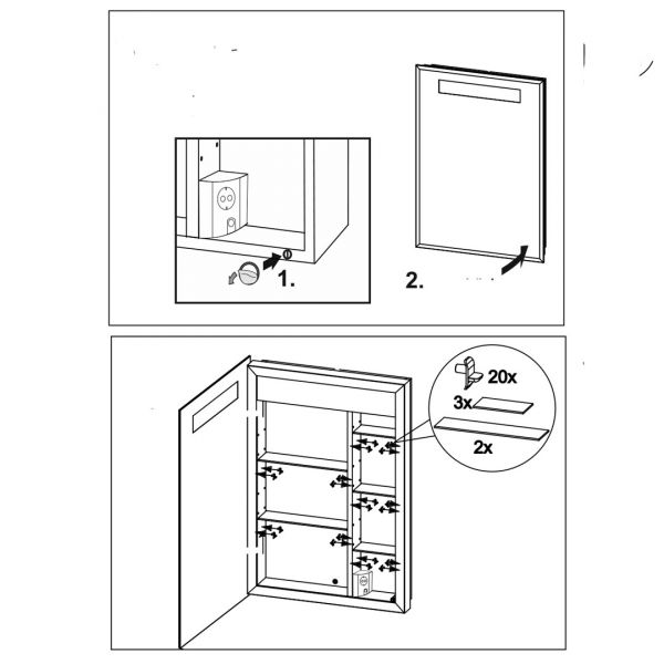 Mirror cabinet Diego N 52x75x10cm 8W LED-light and plugpoint