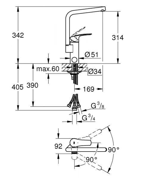 Keittiöhana Grohe 31787001 Eurosmart PKV