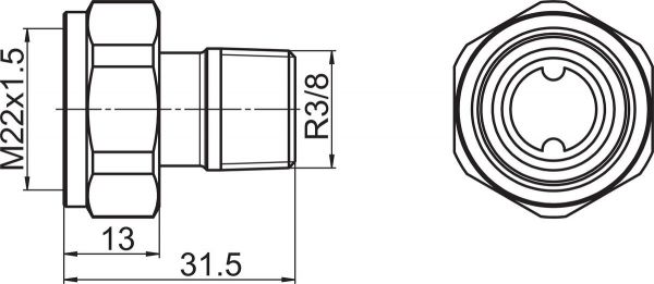 Patteriventtiilin liitin Oras Stabila 443810 DN10 kova, 3/8"