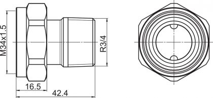 Patteriventtiilin liitin Oras Stabila 443820 DN20 kova, 3/4"