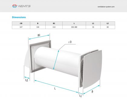 Ilmanvaihtokone Vents Solo 35 R V.2, kaukosäätimellä