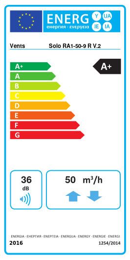 Ilmanvaihtokone Vents Solo 50 R V.2 kaukosäätimellä