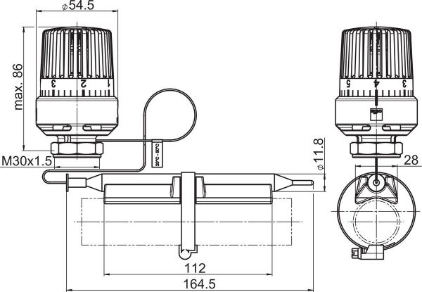 Termostaattiosa Oras Stabila Pro 443001 irtoanturilla 1M, lattia